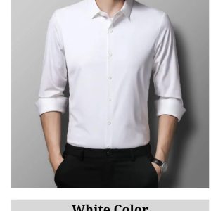 White Spandex Glossy Fabrics Shirt