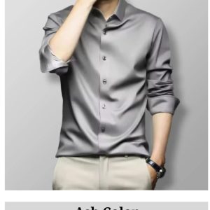 Ash Spandex Glossy Fabrics Shirt