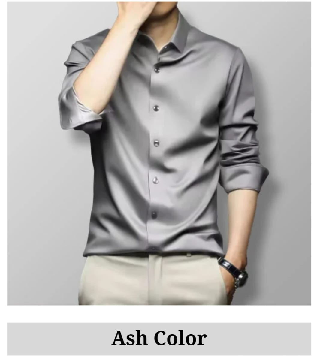 Ash Spandex Glossy Fabrics Shirt