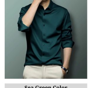 Sea Green Spandex  Glossy Fabrics Shirt