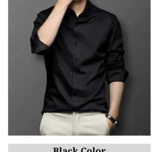 Black Spandex Glossy Fabrics Shir