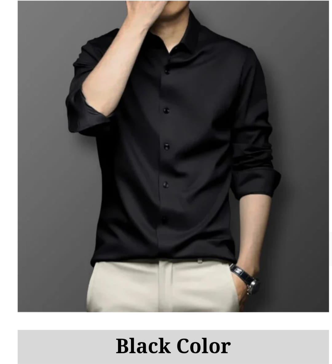 Black Spandex Glossy Fabrics Shir